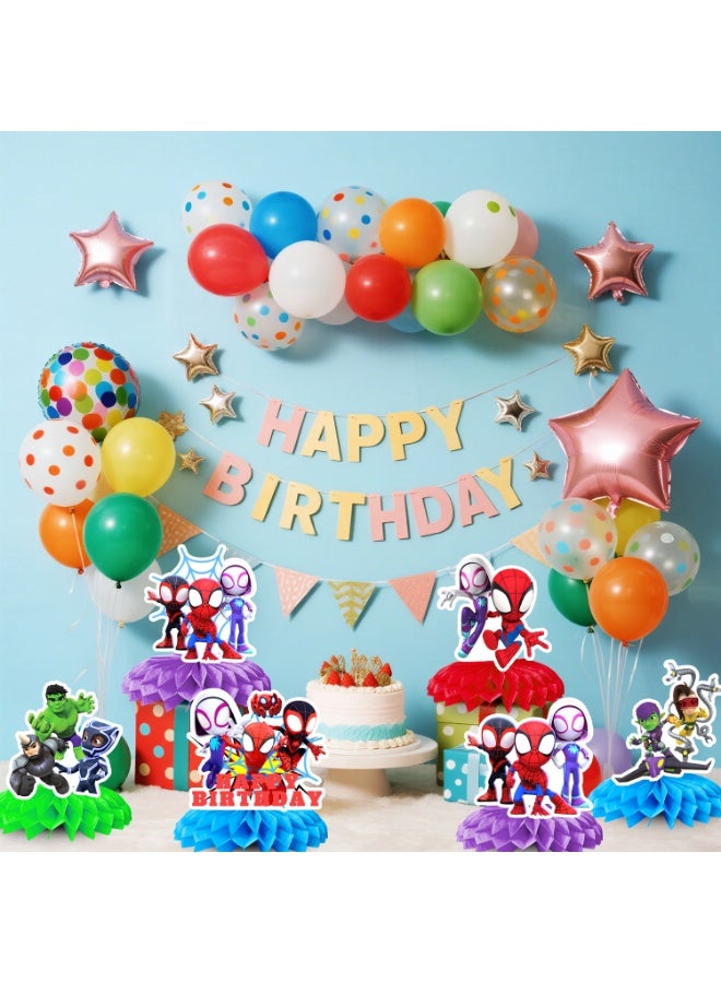 SPIDERMAN 9pcs Spider-Man and Friends Honeycomb Centerpieces – Superhero Team Table Decorations, Honeycomb Centerpiece Set for Spidey Theme Birthday Party Decoration Supplies - Image 4